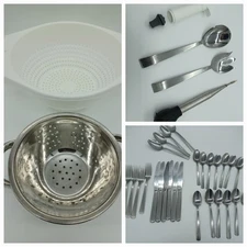 Cabin Kitchen - Strainers, Vtg Silverware, Serveware, Turkey Baster, Vacu Vin