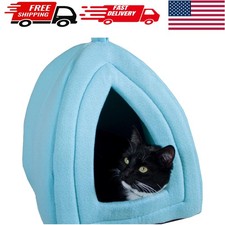 Stylish Blue Pet Tent with Removable Cushion - Ideal for Kittens  Small Animals