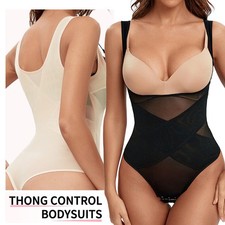 Womens Shapewear Bodysuit Tummy Control Slim Open Bust Bodysuit Mesh Body Shaper