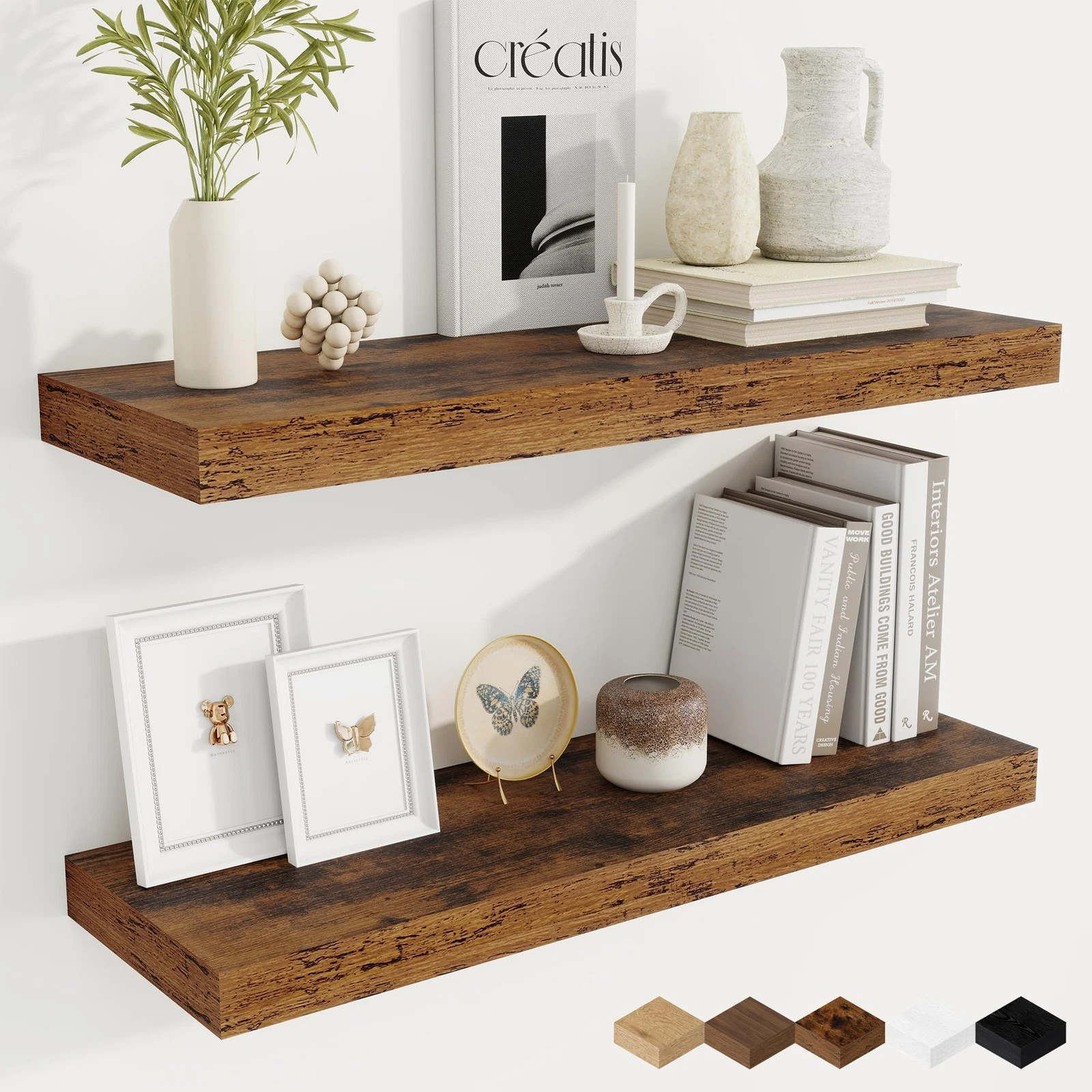 Fun Memories 9.3Inch Deep Floating Shelves For Wall 30 Inch Rustic Wood Wall
