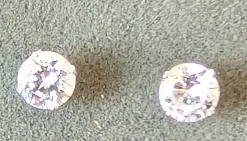 Pendientes Diamonique Oro Blanco 14K DQ Circonita Cúbica de QVC Vintage Años 90 .76g Foto 4 de 4