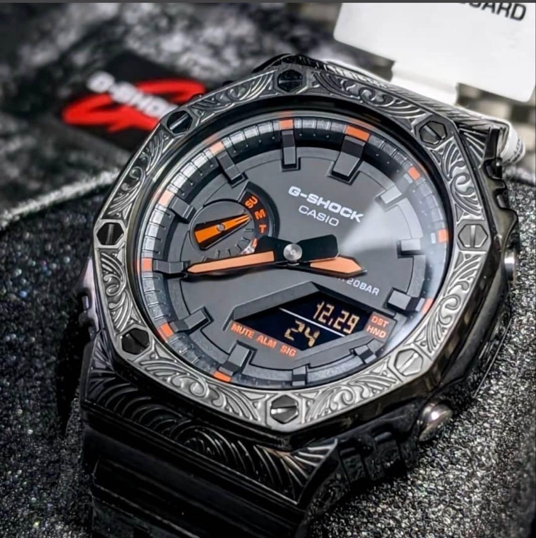 G-SHOCK CASIO Men's Digital Analog 20ATM Black/Orange Resin 