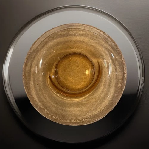 VINTAGE Pink Depression Glass Rolled Edge Console Bowl Floral 2”x 14”