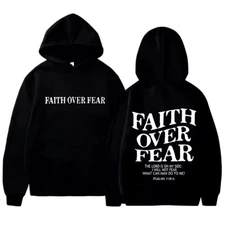 Men's Christian Faith Graphic Hooded Sweatshirt -"Faith over Fear" Unisex Hoodie