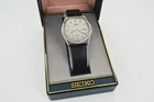 Seiko SQ100 5Y23-8A50 Vintage Quartz Day Date Boxed Watch New Strap 34mm VGC