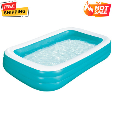 Bluescape 10ft Rectangular Family Inflatable Swimming Pool for Ages 6 and Up