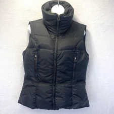 Jacob Down Puffer Vest Womens Medium Full Zip Up Black Zip Pockets Nylon Quilted