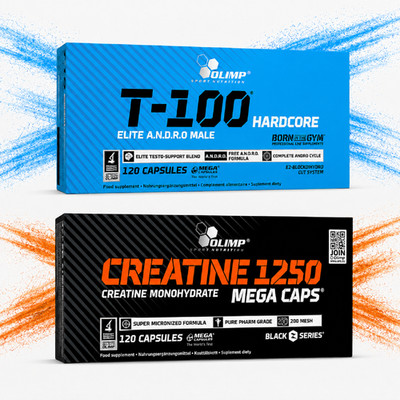 OLIMP T-100 HARDCORE + CREATINE MONOHYDATE - Testo-booster Strength Regeneration