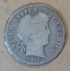 Old World Coin Lot US 90% Silver Barber Dime 1911 G KM#113 0.0723 Oz ASW