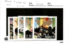 Brazil, Postage Stamp, #1344-1348 Mint NH, 1974 Ethnic Migration