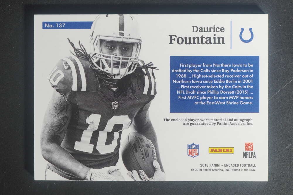 2018 Panini Encased Daurice Fountain #137 Rookie Patch Auto /50 Colts DV1289 view 2