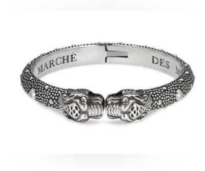 Gucci Double Feline Tiger Head Garden Bracelet Hinged Cuff Gucci Double Feline Tiger Head Garden Bracelet Hinged Cuff