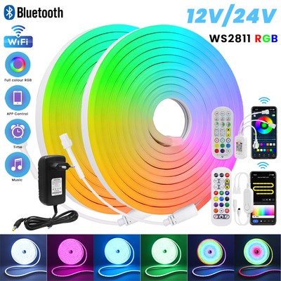 1-20M WS2811 Neon LED Strip Streifen RGB Flex Schlauch Lichtband WIFI Bluetooth