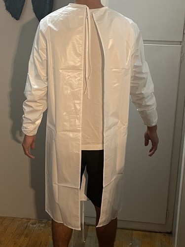 5-pack Pandemic Disposable Isolation Gowns AAMI Level 1 Blue or White - Afbeelding 3 van 13