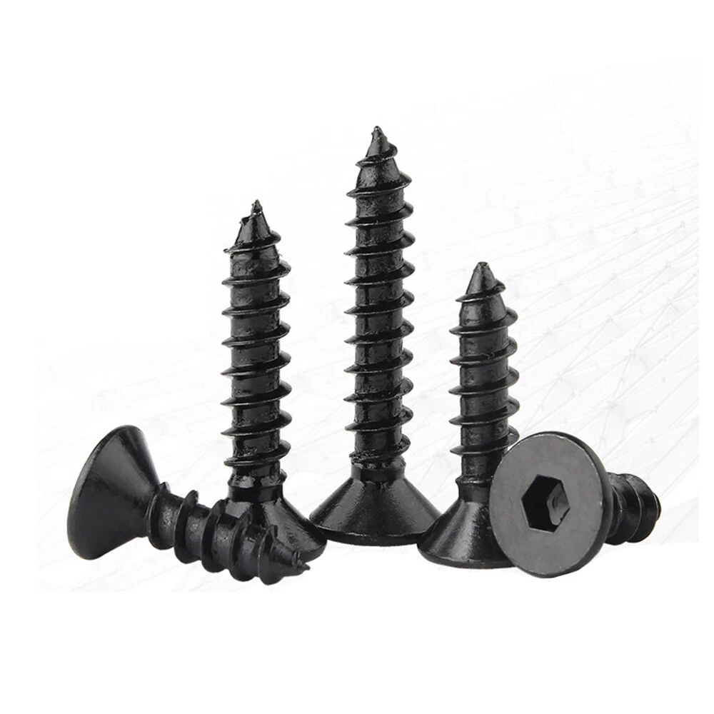 Hex Socket Countersunk Flat Head Self Tapping Screws Black 8.8 Steel M3 M4 M5 M6