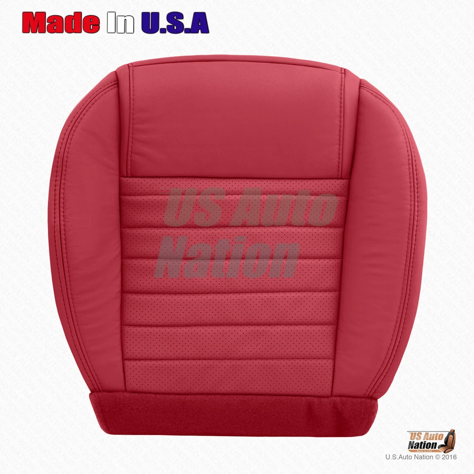 Ford Mustang 2005 2006 2007 conductor parte inferior y superior cubierta de cuero perforado en rojo Foto 3 de 4