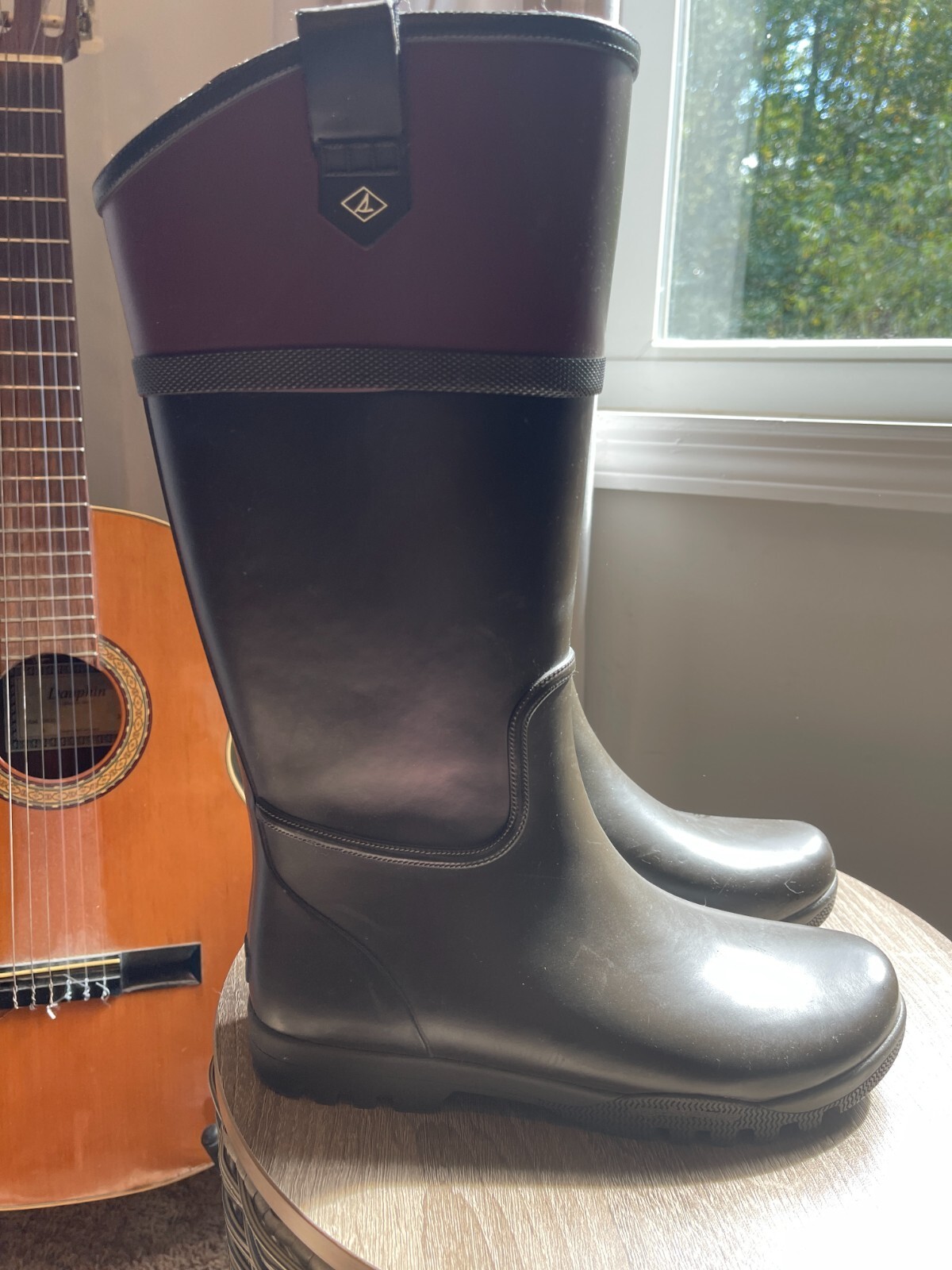Sperry Rain Boots Tall Riding Style Brown Burgundy Women's Size 8-image