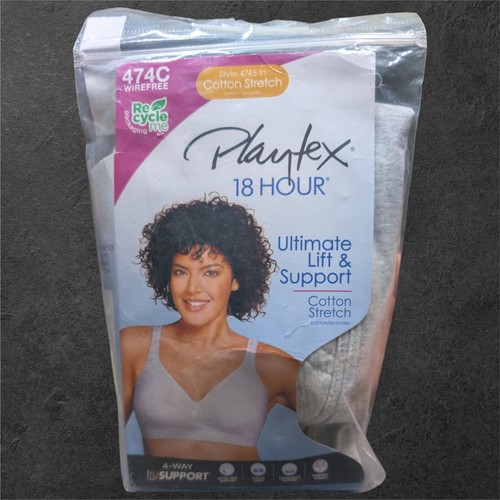 Playtex 18 Hour Ultimate Lift and Support Bra 38C Style 4745 Grey 474C Wirefree