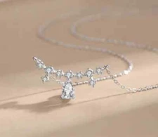 2Ct Pear Cut Lab Created Diamond Women's Pendant Necklace 14k White Gold Plated