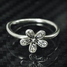 Size 5.5, vintage ALE sterling silver 925 statement flower ring with cluster cz