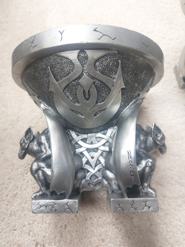 2 Gargoyle Dragon Candle Stand Silver Zoei 2000 Medieval Gothic Dungeon Pedestal - Picture 9 of 20