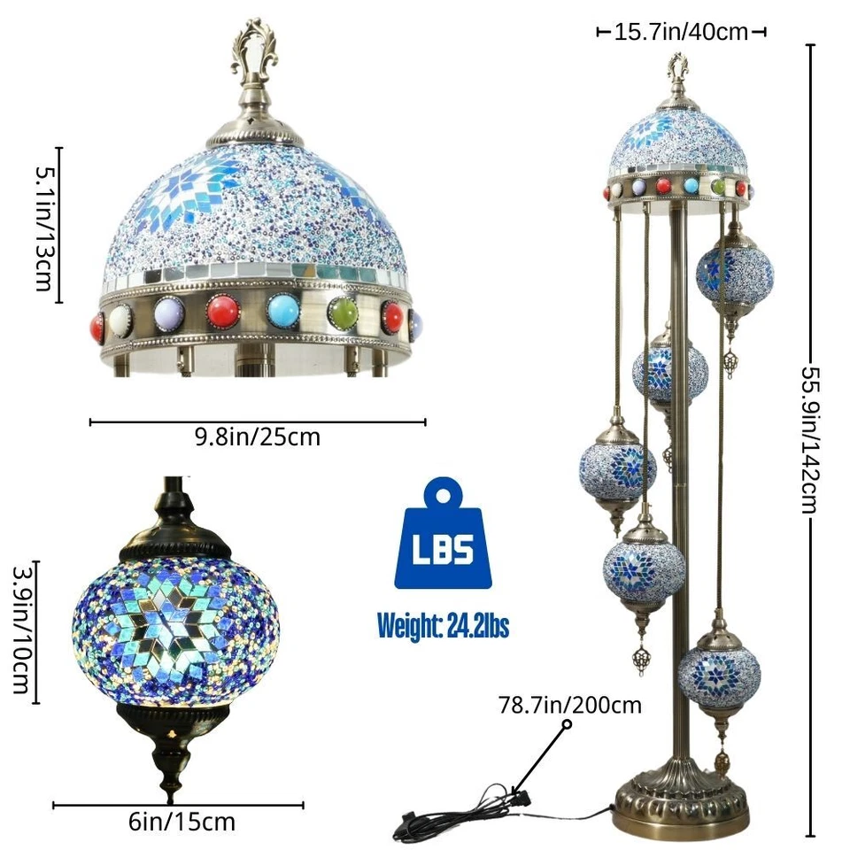 Turkish Floor Lamp with Upgraded Lampshade Mosaic Floor Lamp for Home Decor - Image 4 of 4