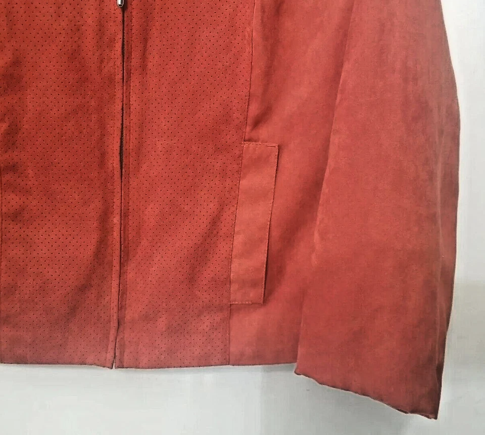 Jaqueta feminina Studio Works laranja camurça com zíper manga longa forrada tamanho 10 pequena - Imagem 4 de 4