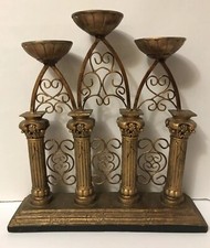 The Bombay Company 2003 Bronze 3 Tier Candle Holder Columns, Scrolls, Heavy