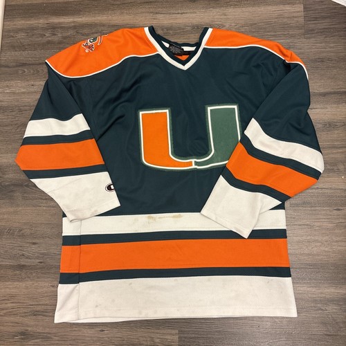 VINTAGE COLOSEUM THE AUTHENTIC MIAMI HURRICANES HOCKEY JERSEY SIZE XL