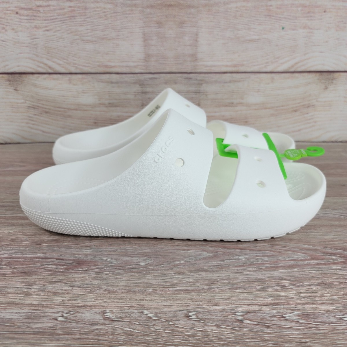 Crocs Classic Men\'s 13 Two-Strap Slide Sandals White 1116 CROCS Classic Slide Sandals Men Size 13 White Slip On Clogs  main image 4