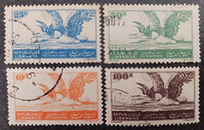 LIBAN REPUBLIQUE 1946 4V SERIE COMPLETE YT POSTE AERIENNE 7-10 OBLITERES TBE