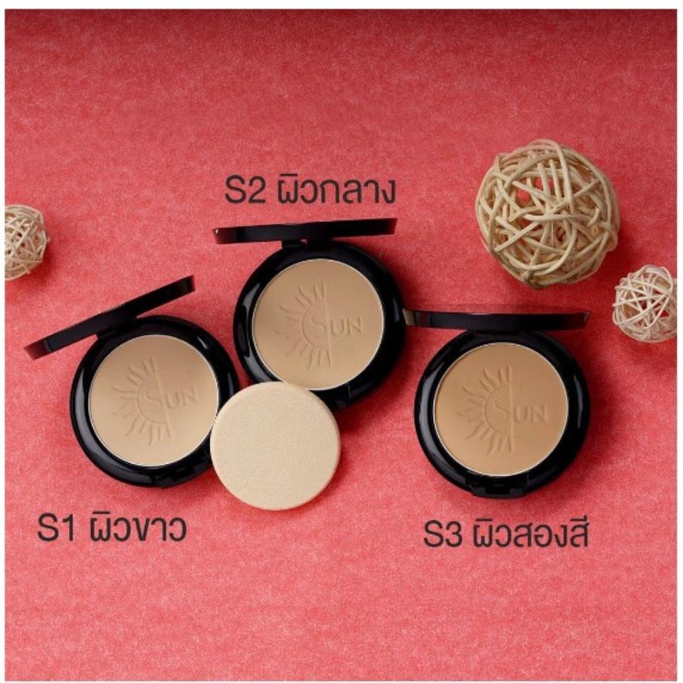 Mistine Powder Sun Protection SPF 50+ Makeup Face Skin White Medium Two Tone 10g - Image 4 of 4