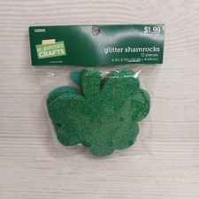 New Glitter Shamrocks 4" Crafts 12 Count Party Decor St Patrick's Day Irish Fun