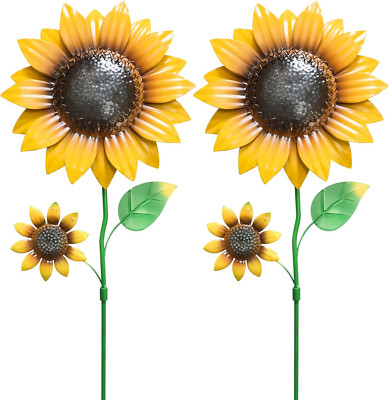 Postes Jardín Girasol 2 Paquetes, 22.4'', Decoración Primavera Exterior.