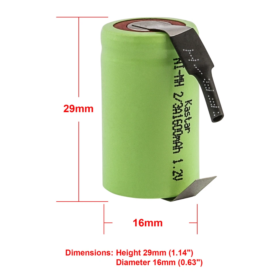 Kastar 2-Pack 2/3A 1600mAh 1.2V Ni-MH Rechargeable Batteries w/ Tabs - Image 2 of 3