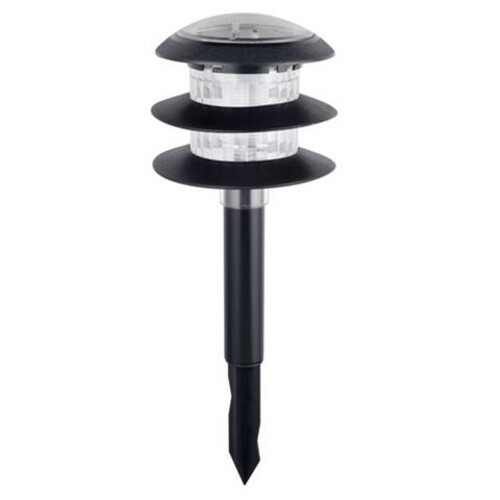 Balise LED solaire Saturne 6400K IP44 borne lumineuse extérieure étanche pour jardin