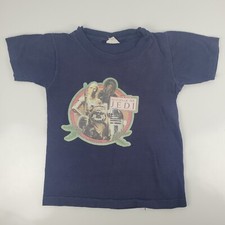 Vintage Star Wars Return Of The Jedi Kids T-Shirt C-3PO R2-D2 Chewy Blue 1983