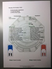 1925 Professionals v Amateurs Charity Shield Matchsheet