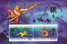 Christmas Island:2004 Year of Monkey MS overprint Ballarat Begonia Stamp Fair