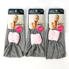3-PK Scunci Braided Lux Headwrap Gray Super Soft Work Out Chill Out Active