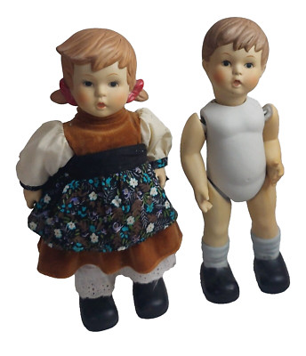 Vintage Goevel Oumlet Hansel And Gretal Dolls Porcelain Pair 10'' Tall Set Of 2