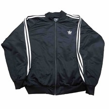 ADIDAS ORIGINAL men's VINTAGE 90'S TRACK TOP JACKET SIZE Large - Black Fast Ship