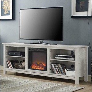 White Wash Wood 70 Inch Tv Stand Fireplace Space Heater