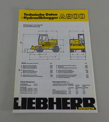 Brochure Liebherr Hydraulic Excavator A900 Technical Data Stand 5/1984
