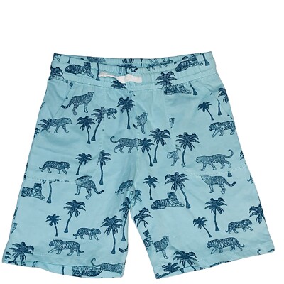 H&M Boys 4-5 Pullon Novelty Shorts Palm Trees Tiger Cheetah Leopard Print NEW