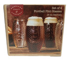 American Craft Football Shaped Textured Pint Glasses 4 Boxed Set 15 Oz