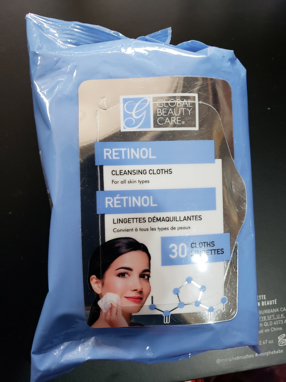 Retinol Global Beauty Makeup Cleansing Wipes Cloths Hypoallergenic 30 Wipes 