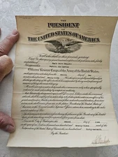 1923 MILITARY APPOINTMENT SIGNED -Beginning of US Army Air Service CPT Shappell