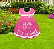 It' s a New Baby Girl Lawn Announcement Stork Sign Decoration Yard Art Display