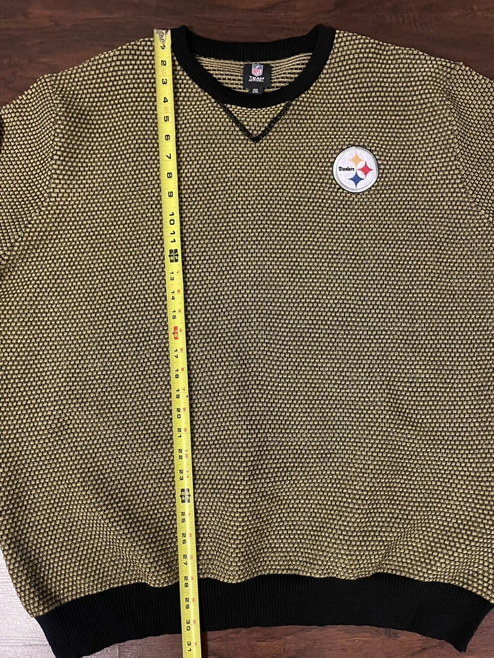 FOCO NFL Men's Pittsburgh Steelers Poly Knit Crew Neck Sweater 2XL Yellow XXL - Image 3 of 4